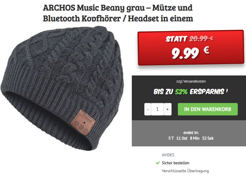 Dealclub: Archos Music Beany mit Bluetooth-Headset für 9,99 Euro frei Haus