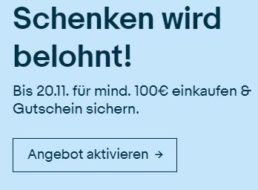 Ebay: Gutschein über zehn Euro bei Einkäufen ab 100 Euro