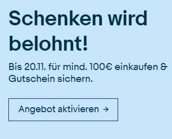 Ebay: Gutschein über zehn Euro bei Einkäufen ab 100 Euro