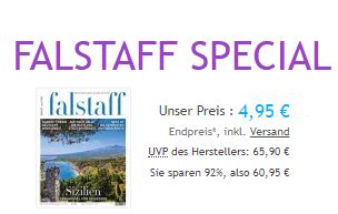 Falstaff: Jahresabo mit 93 Prozent Rabatt für 4,95 Euro