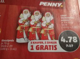 Penny: Drei Lindt-Weihnachtsmänner zum Preis von zweien