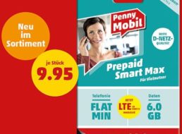 Penny Mobil: Prepaid Smart Max im Wert von 20 Euro für 9,95 Euro