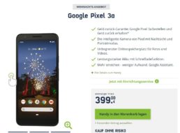 Mobilcom: Google Pixel 3A zum Bestpreis von 299 Euro dank Cashback