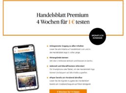 Handelsblatt Premium: Vier Wochen kompletter Zugriff für 1 statt 34,99 Euro