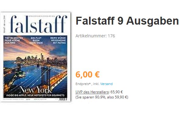 Falstaff: Jahresabo mit automatischem Ende für sechs Euro