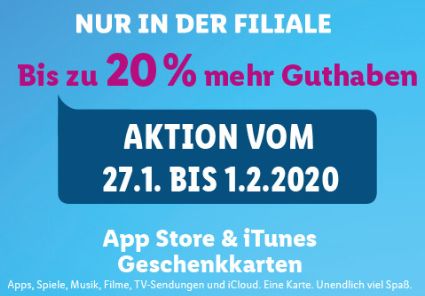 Lidl: 10-20 Prozent mehr Guthaben auf iTunes-Karten