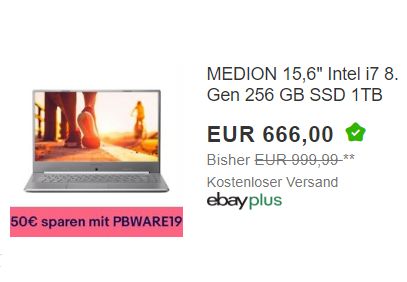 Ebay: Medion Akoya P6645 als B-Ware für 616 Euro