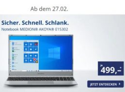 Aldi-Notebook: Medion Akoya E15302 für 499 Euro ab 27. Februar