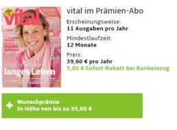 Vital: Jahresabo für 34,60 Euro mit Gutschein über 35 Euro