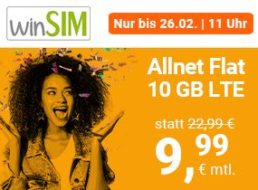 Winsim: 10 GByte LTE mit 50 MBit/s für 9,99 Euro, monatlich kündbar