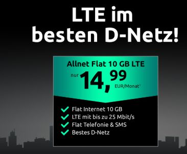 Telekom-Netz: LTE-Tarif mit 10 GByte und Allnet-Flat für 14,99 Euro