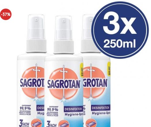 Sagrotan: Hygienespray im Dreierpack für 14,99 Euro frei Haus