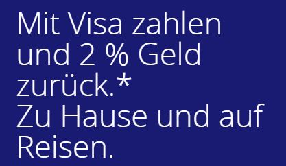 Visa: 2 Prozent Cashback bis zum 15. April 2020