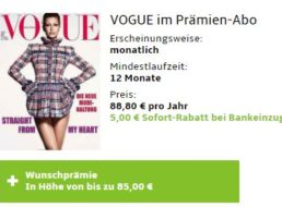 Vogue: Jahresabo für 83,80 Euro mit Gutscheinen über 85 Euro