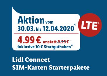 für 4,99 10 mit Connect: Euro Lidl Starterpaket Guthaben Euro