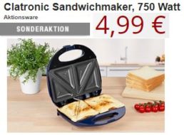 Druckerzubehoer: 500 Blatt Kopierpapier für 2,49 Euro, Sandwichmaker für 4,99 Euro