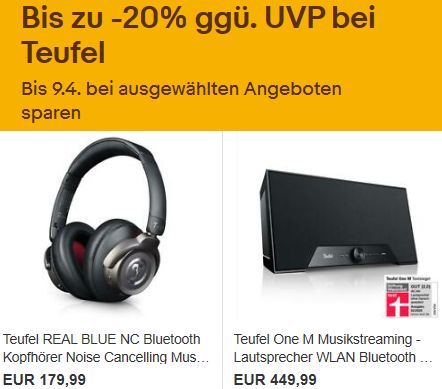 Teufel: Sale bei Ebay mit bis zu 20 Prozent Rabatt