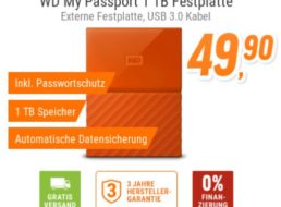 NBB: Externe WD-Festplatte mit Verschlüsselung für 49,90 Euro frei Haus