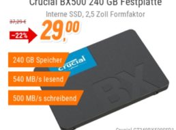 NBB: „Crucial BX500“ mit 240 GByte für 29 Euro plus Versand