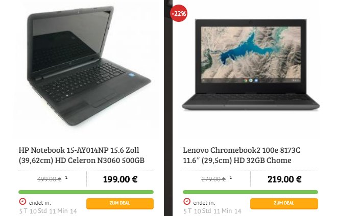 Dealclub: Notebook-Spezial mit mobilen Rechnern ab 199 Euro