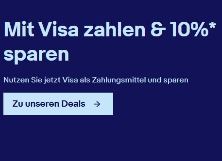 Ebay: 10 Prozent Rabatt bei Zahlung mit Visa