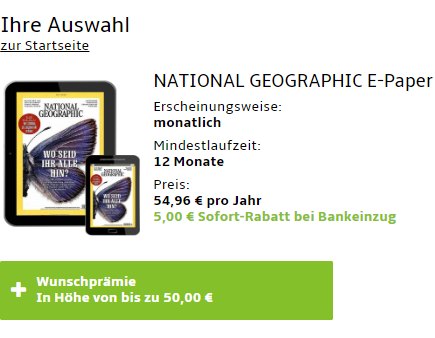 National Geographic: Digitales Abo für 49,96 Euro mit Gutschein über 50 Euro