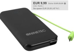 Ebay: Powerbank Ninetec N-610 mit 10.000 mAh für 9,99 Euro