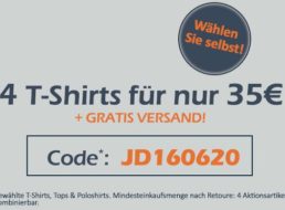 Jeans Direct: Vier T-Shirts nach Wahl für 35 Euro frei Haus