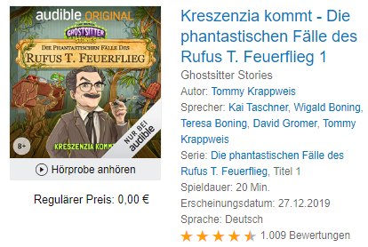 Gratis: Hörbuch "die phantastischen Fälle des Rufus T. Feuerflieg" bei Audible