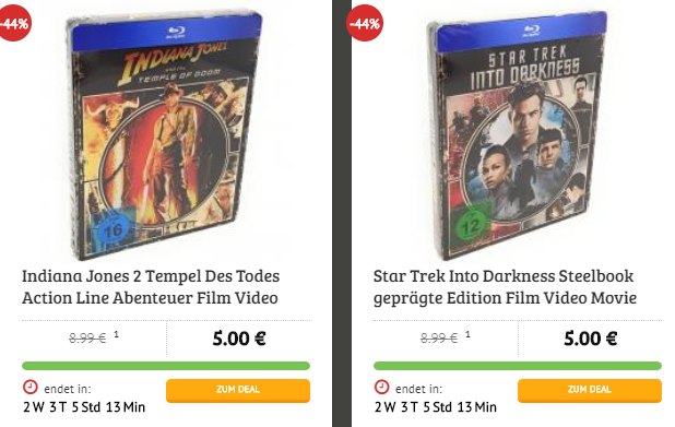 Dealclub: Fünf Blu-rays nach Wahl für 28,99 Euro frei Haus