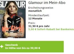 Glamour: Jahresabo für 26,90 Euro mit Gutschein über 30 Euro