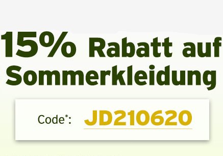 Jeans Direct: 15 Prozent Rabatt auf Sommerkleidung