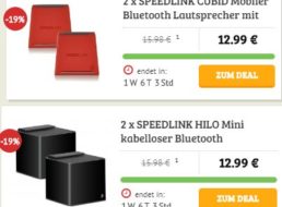 Dealclub: Doppelpack Bluetooth-Lautsprecher ab 12,99 Euro frei Haus