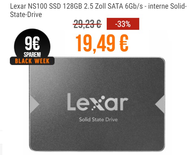 NBB: SSD von Lexar mit 128 GByte für 19,49 Euro