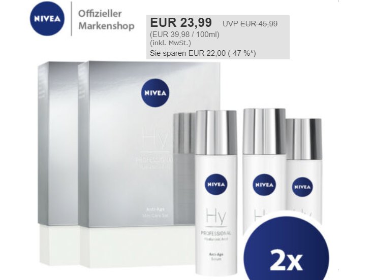 Nivea: Professional Test-Set Hyaluron im Doppelpack für 23,99 Euro