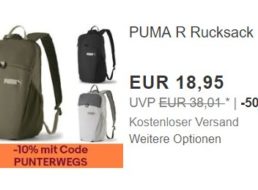 Puma: Rucksack mit zehn Prozent Rabatt für 17,05 Euro frei Haus