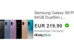 Ebay: Samsung Galaxy S9 Dualsim als B-Ware für 219,90 Euro