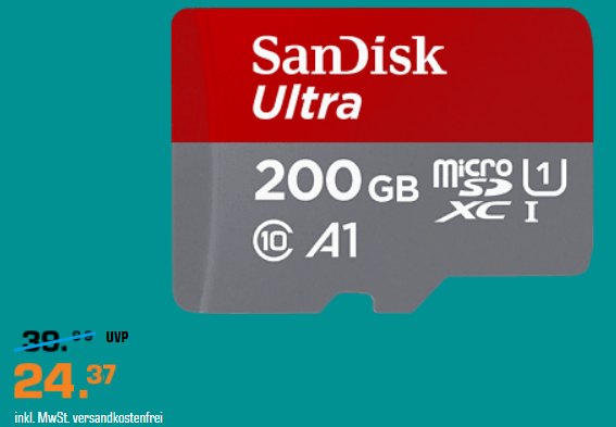 Saturn: Speicherwoche mit 200-GByte-MicroSDXC für 24,37 Euro