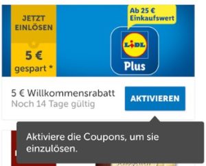 Lidl Plus: 5 Euro Discounter-Coupon ab 25 Euro Warenwert