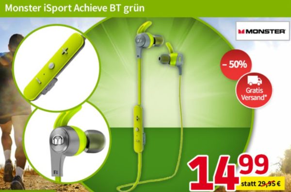 Völkner: Bluetooth-Kopfhörer "Monster iSport Achieve" für 14,99 Euro