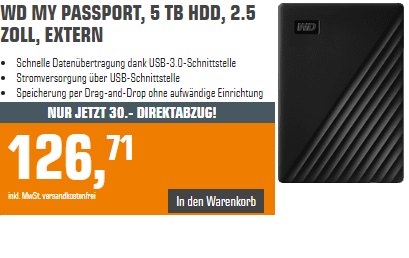 Saturn: WD My Passport mit 5 TByte für 96,71 Euro frei Haus