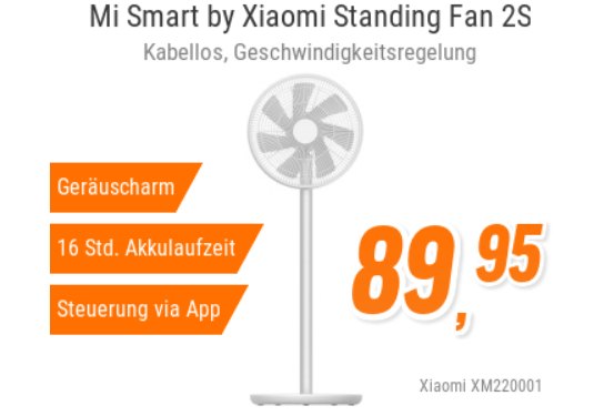 NBB: Xiaomi-Standlüfter mit Batteriebetrieb und App-Steuerung für 93,84 Euro