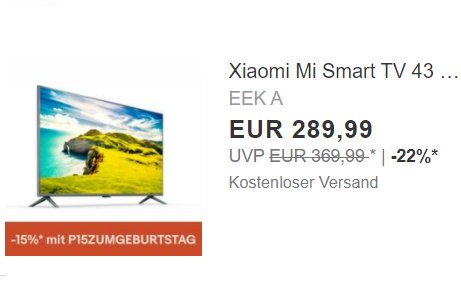 Ebay: UHD-TV von Xiaomi mit Sprachsteuerung für 246,49 Euro frei Haus