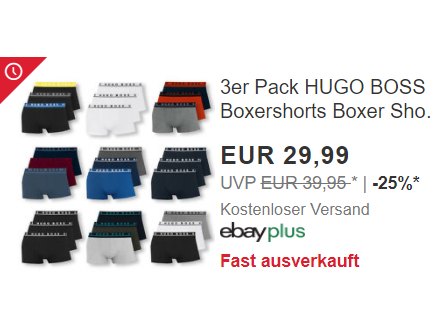 Hugo Boss: Dreierpack Boxershorts für 29,99 Euro frei Haus