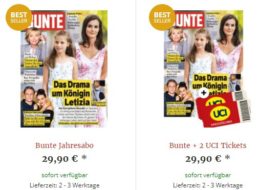 Gratis: 2 Kinogutscheine zum „Bunte“-Jahresabo für 29,90 Euro