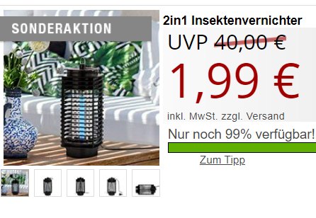 Druckerzubehoer: Insektenvernichterlampe für 1,99 Euro