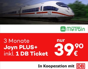 Gratis: Bahnticket von Mytrain zum Joyn-Plus-Abo für drei Monate