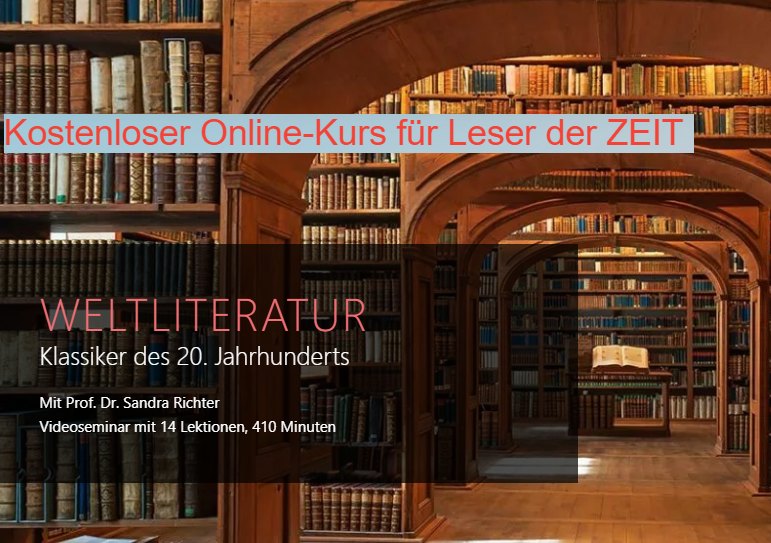 Gratis: Onlinekurs Weltliteratur bei der "Zeit Akademie" zum Nulltarif