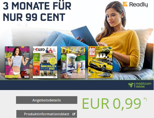 Readly: Drei Monate Zeitschriftenflatrate für pauschal 99 Cent