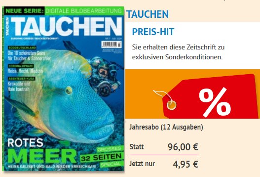 Tauchen: Jahresabo der Zeitschrift für 4,95 statt 96 Euro